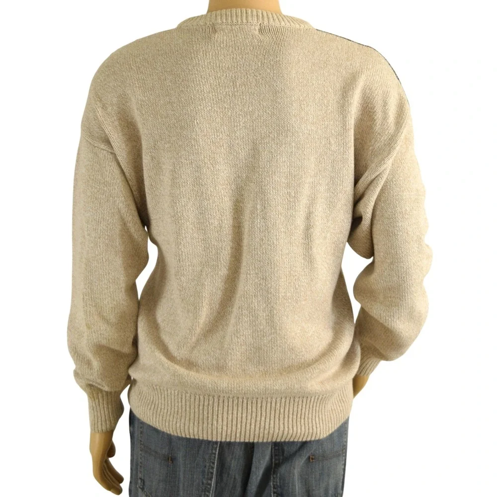 Vtg Orvis Men's XL Patchwork Fisherman Sweater 100% Cotton Cable Knit 90s Boho